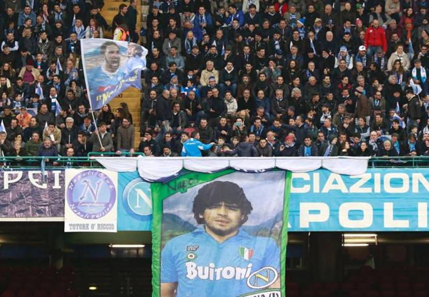 Il tifo del Napoli. Maradona è sempre nel cuore dei tifosi partenopei. AFP